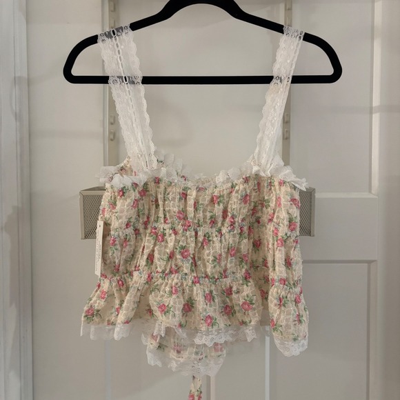 NWT For Love & Lemons Medium Amelia Floral Lace Tank Top Women's Cottagecore - Picture 3 of 7